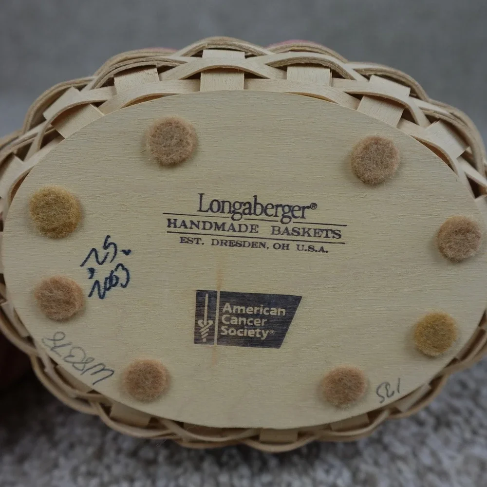 Longaberger 2003 Horizon of Hope Basket American Cancer Society Pink Whitewash